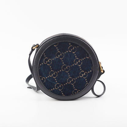 Gucci Monogram Round Velvet Black Crossbody Bag