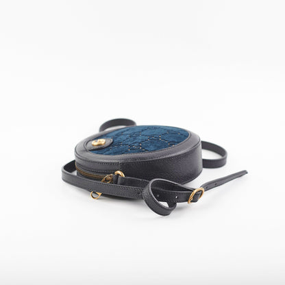 Gucci Monogram Round Velvet Black Crossbody Bag
