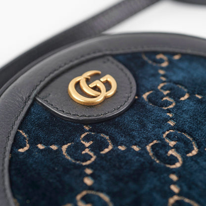 Gucci Monogram Round Velvet Black Crossbody Bag