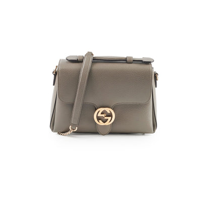Gucci Leather Top Handle Grey Bag