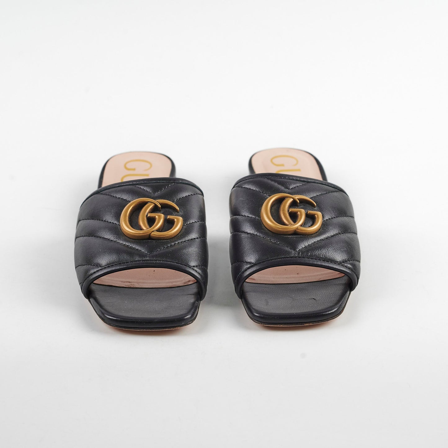 Gucci Marmont Black Leather Flats Size 34
