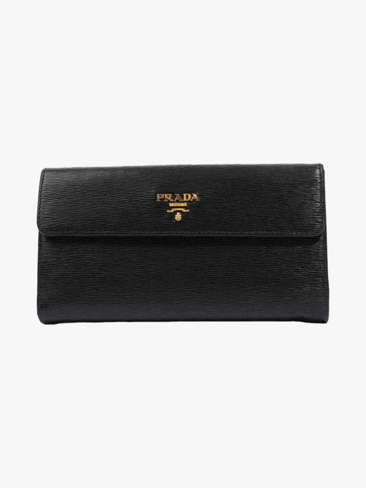 Prada Continental Flap Wallet Black Leather