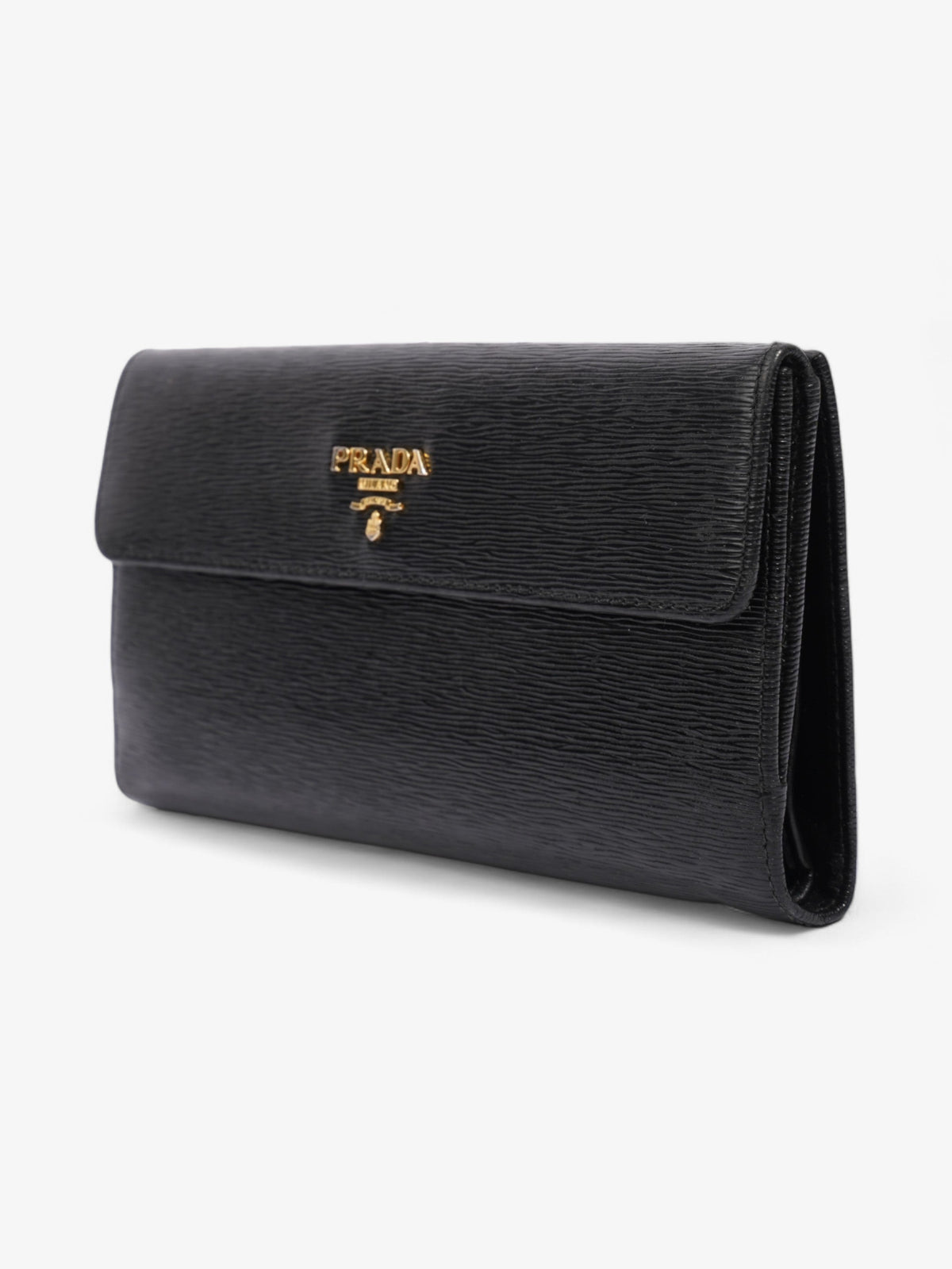 Prada Continental Flap Wallet Black Leather