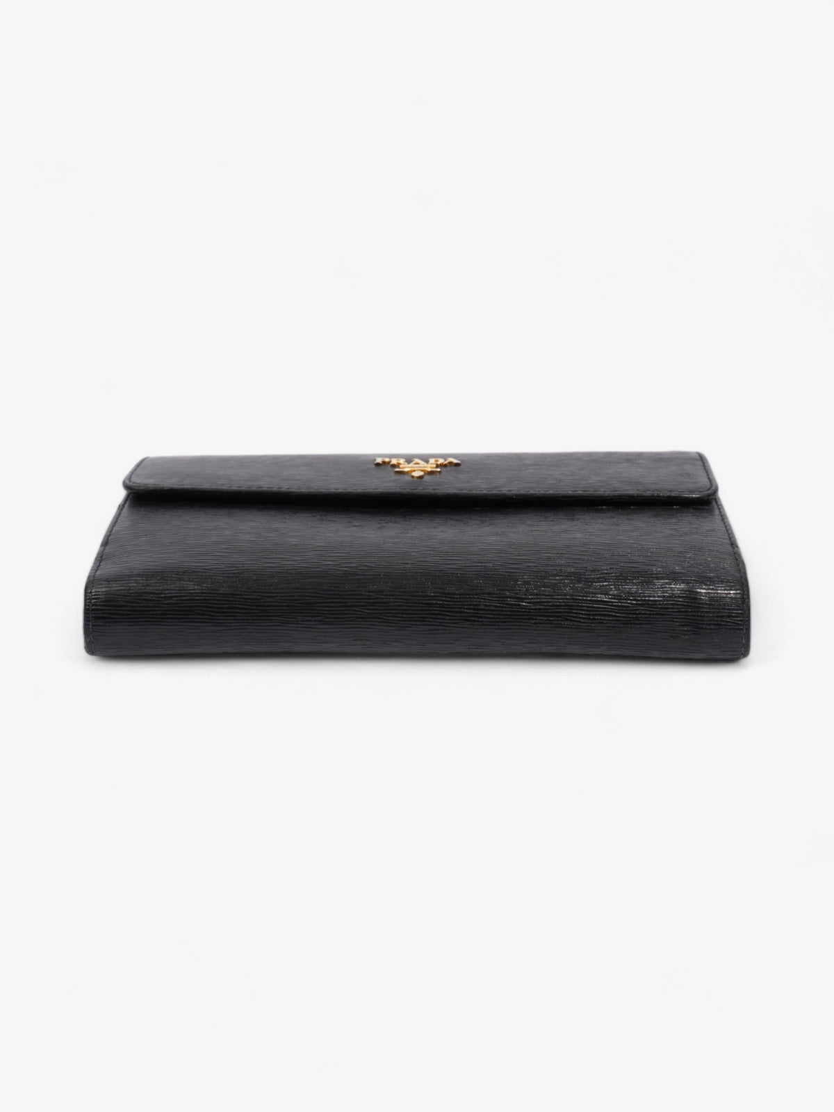Prada Continental Flap Wallet Black Leather