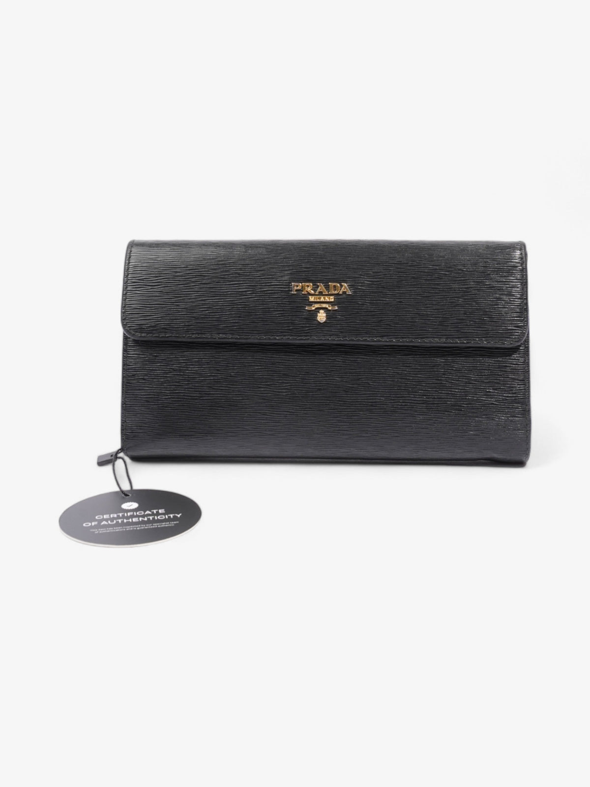 Prada Continental Flap Wallet Black Leather