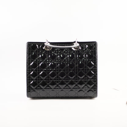 Christian Dior Large Lady Dior Black Patent