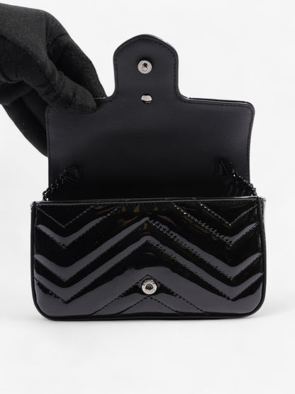 Gucci GG Marmont Black Patent Leather Super Mini