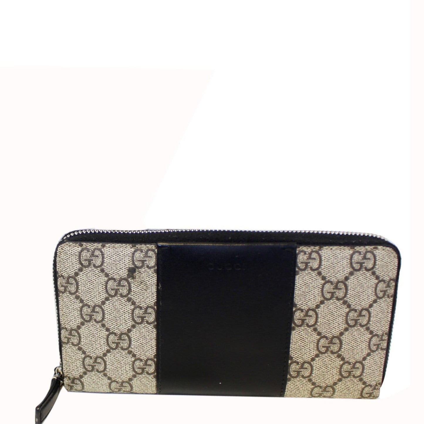 GUCCI GG Supreme Monogram Zip Around Wallet Black
