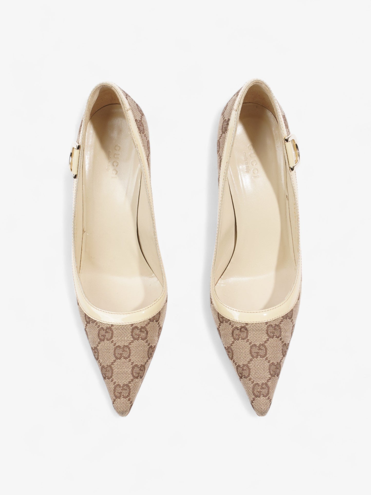 Gucci D-Ring Heels 80mm Beige Canvas EU 38 UK 5