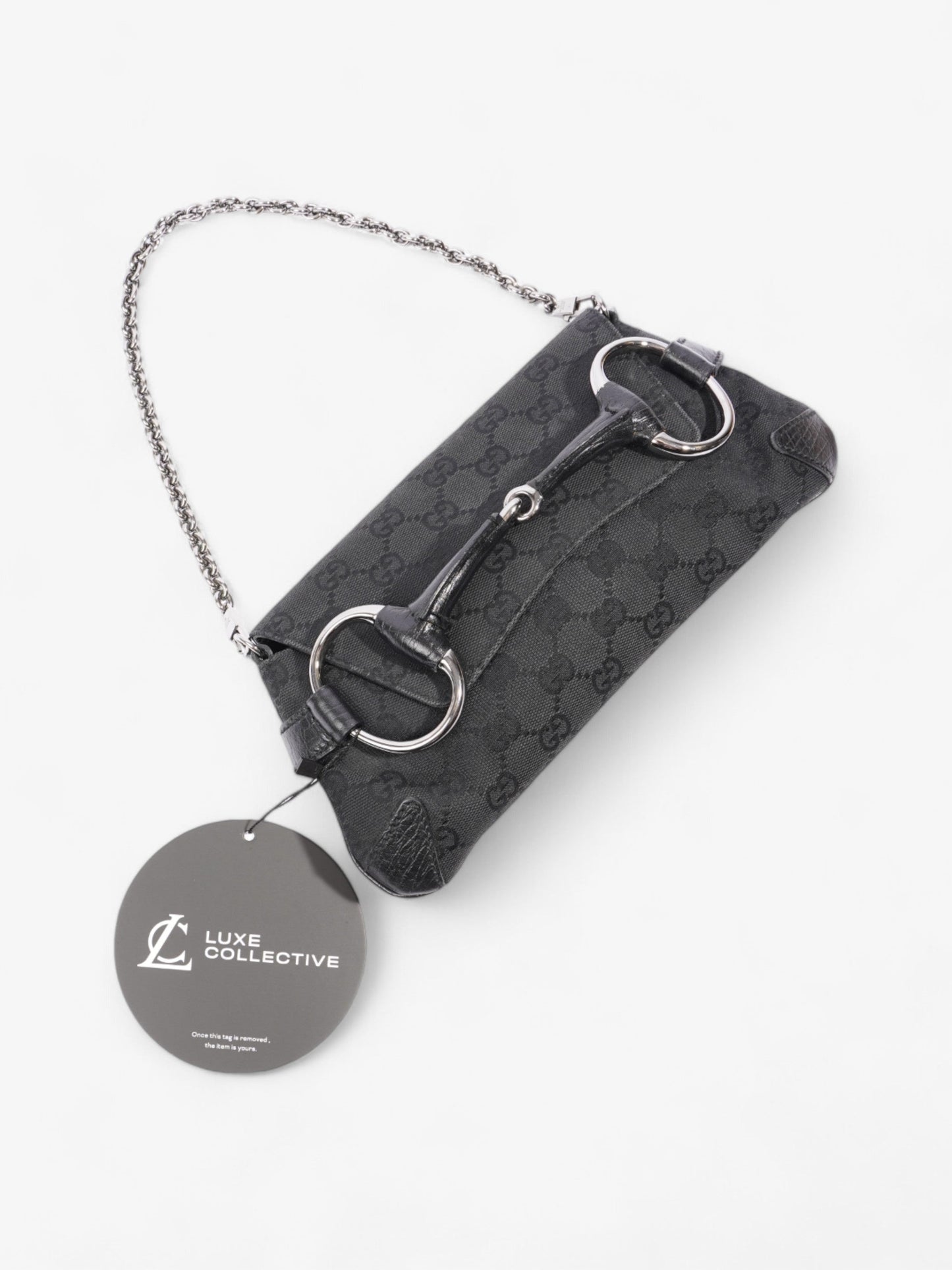 Gucci GG Horsebit Chain Black Canvas