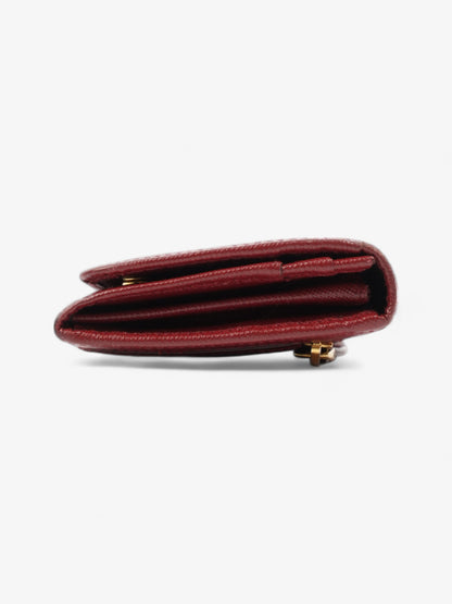 Prada Continental Wallet Burgundy / Gold Saffiano Leather