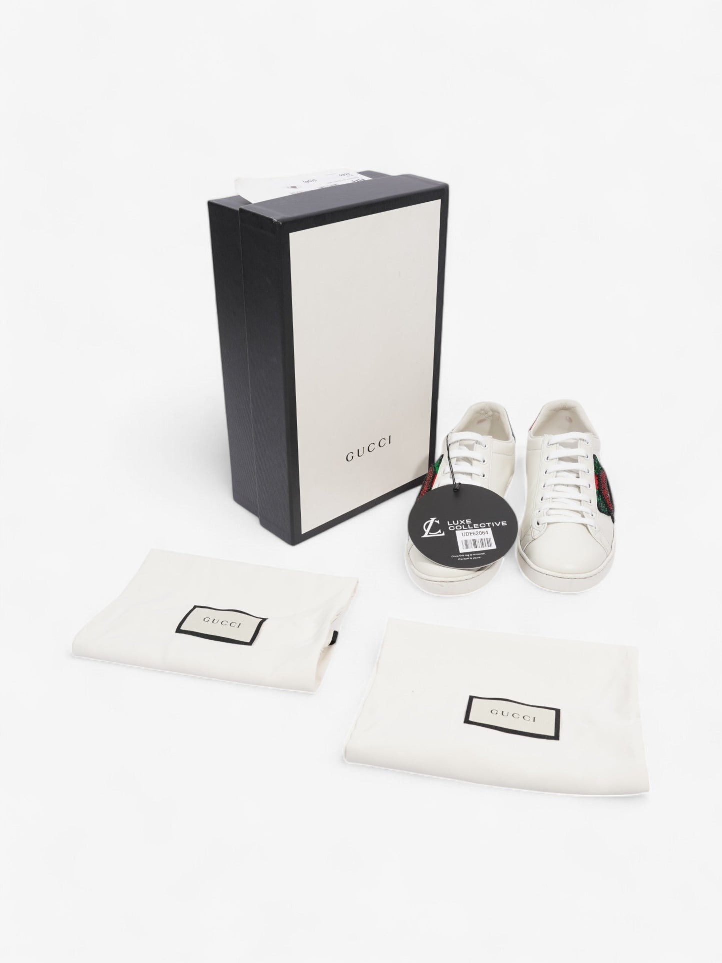 Gucci Ace Low 'Lip Sequin  White  / Green / Red Leather EU 38 UK 5