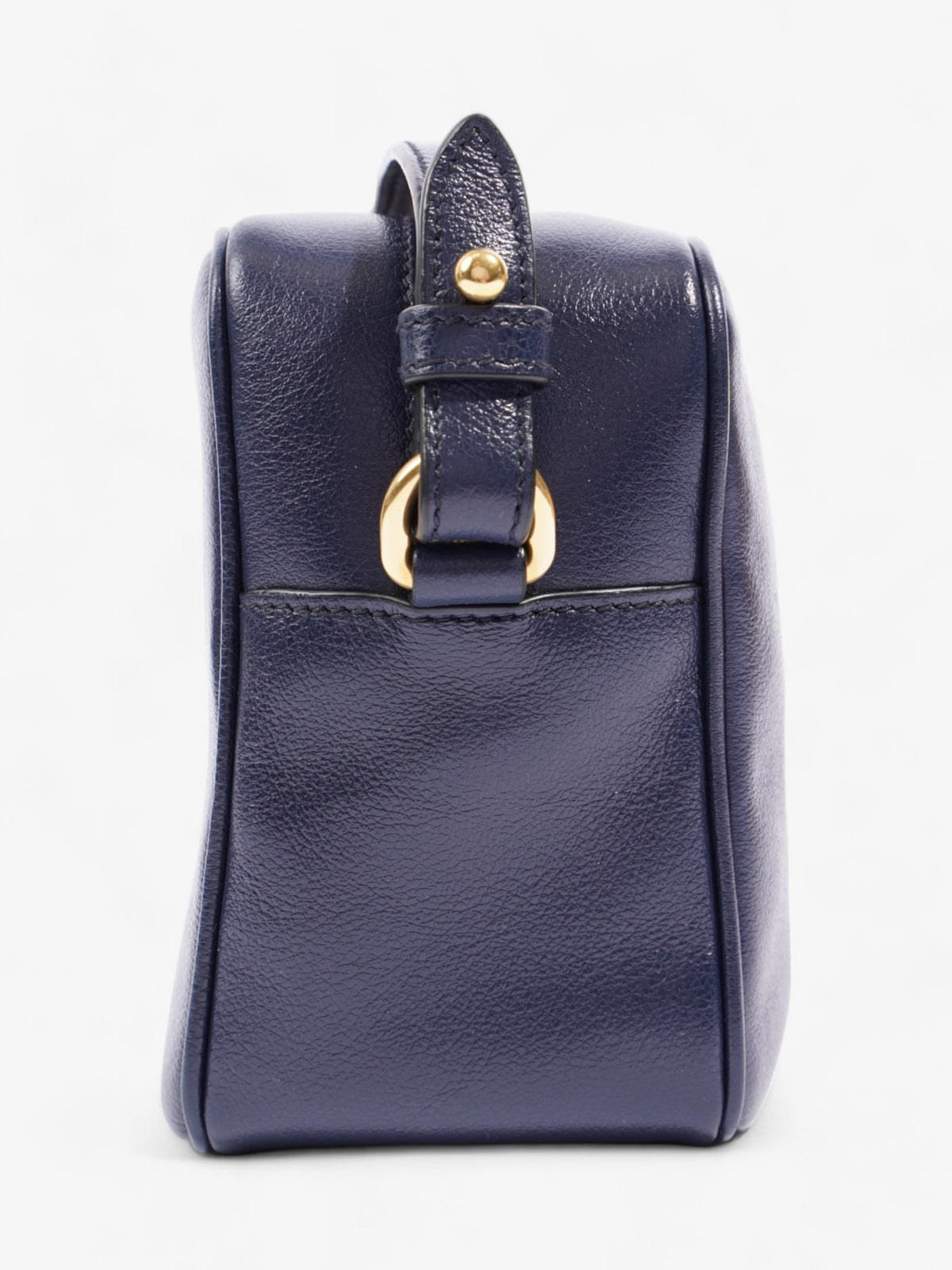 Prada Logo Embossed Navy Leather