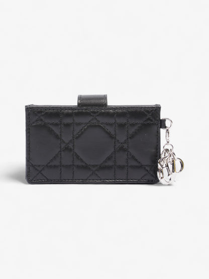 Christian Dior Lady Dior Jasmine Card Holder Black / Silver Lambskin Leather