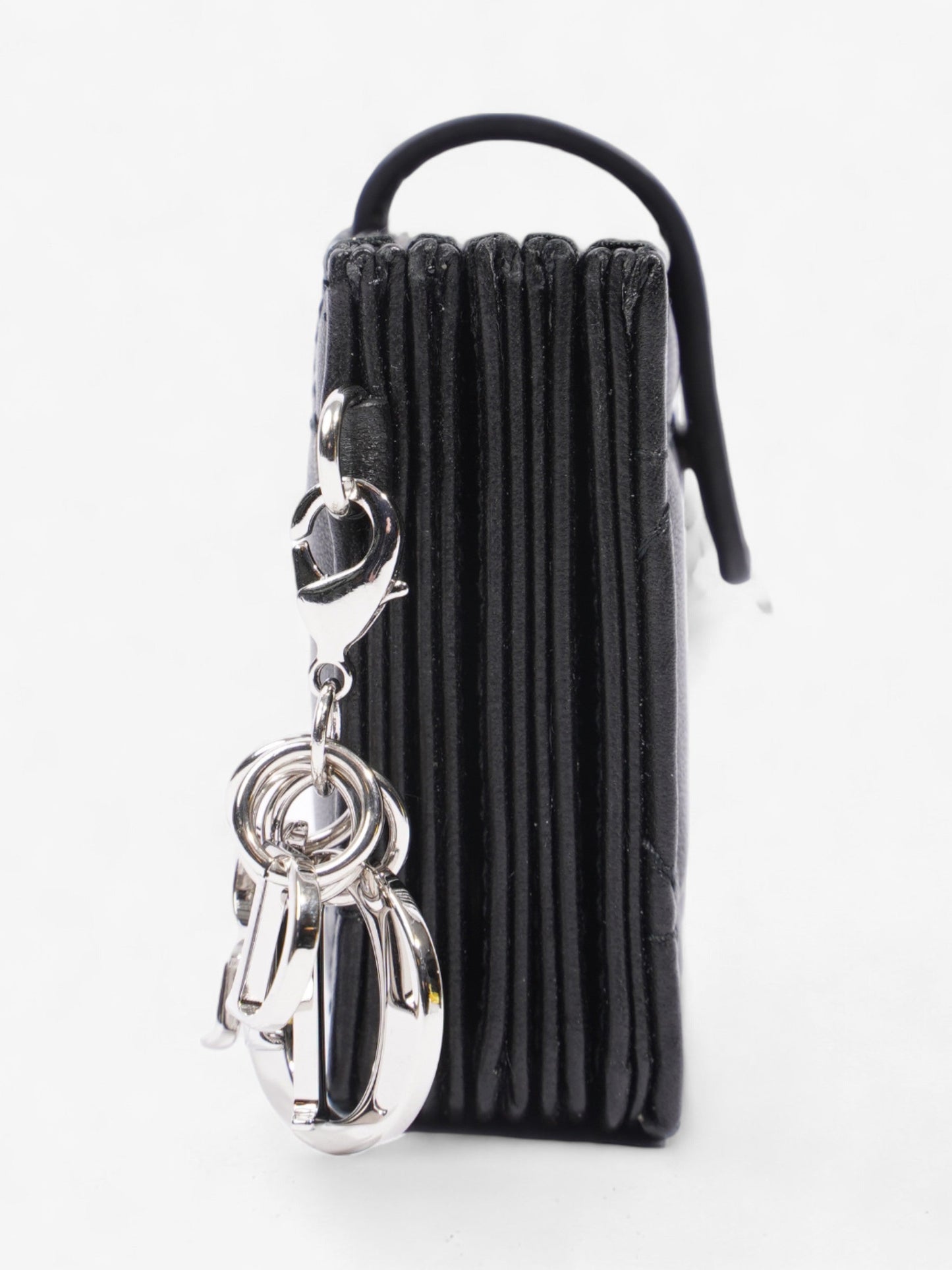 Christian Dior Lady Dior Jasmine Card Holder Black / Silver Lambskin Leather