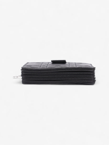 Christian Dior Lady Dior Jasmine Card Holder Black / Silver Lambskin Leather