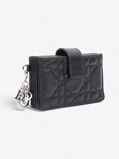 Christian Dior Lady Dior Jasmine Card Holder Black / Silver Lambskin Leather