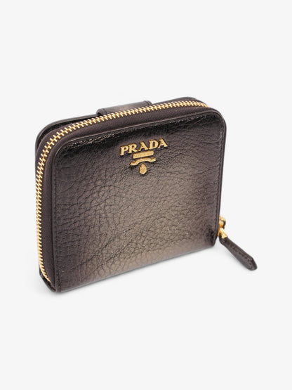 Prada Zip Around Purse Metallic Leather Small