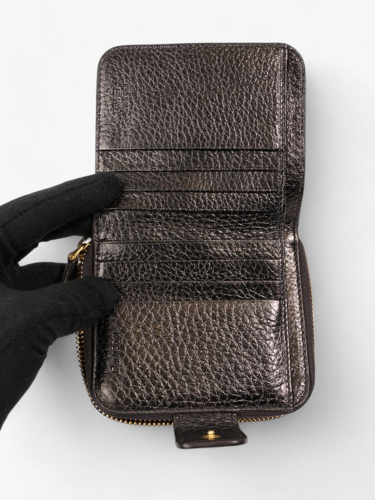 Prada Zip Around Purse Metallic Leather Small