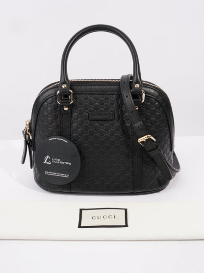 Gucci Microguccissima Dome Bag Black Embossed Leather Mini