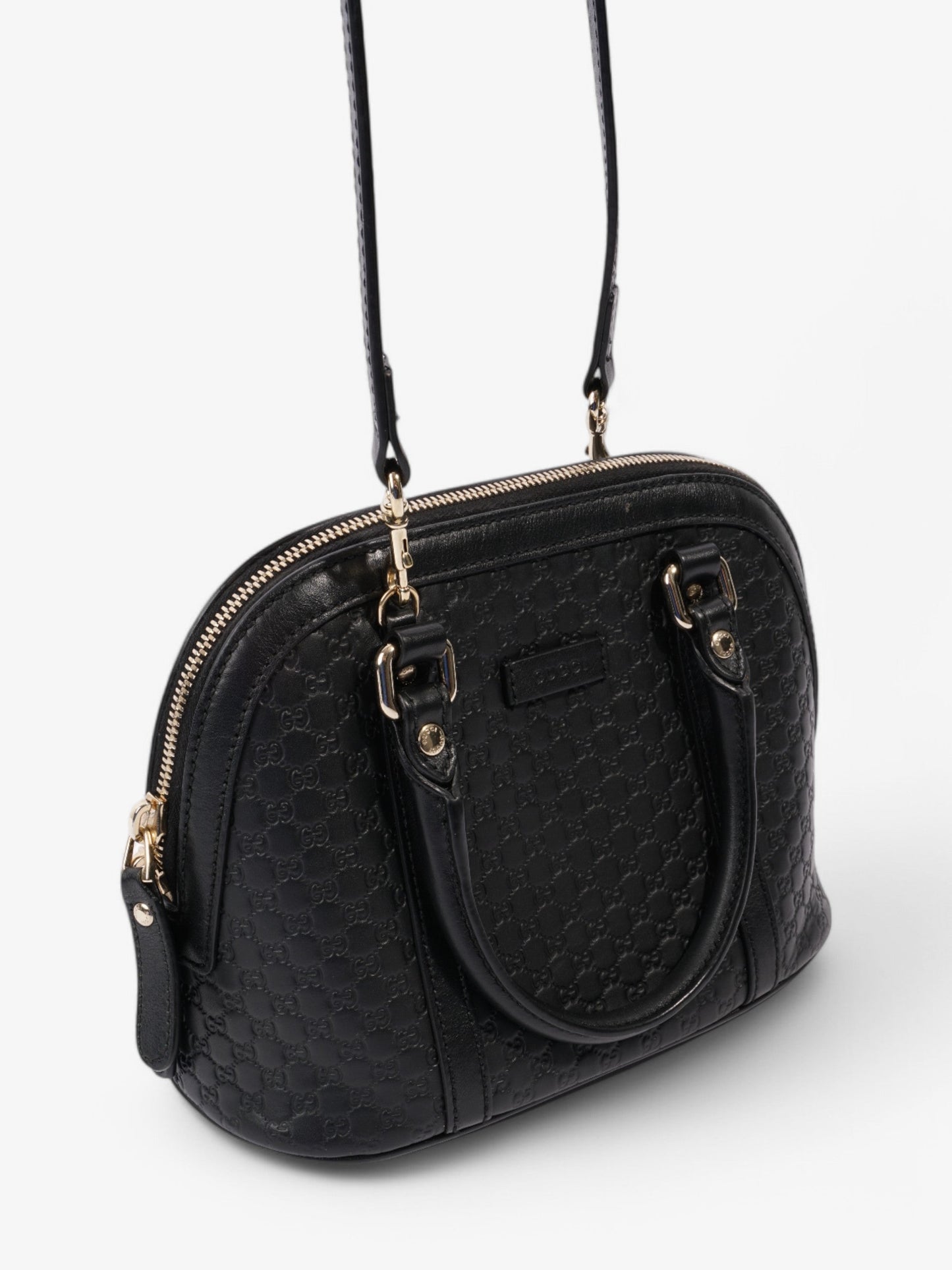 Gucci Microguccissima Dome Bag Black Embossed Leather Mini