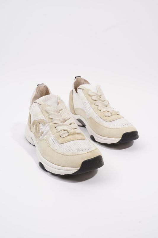 Chanel CC Runners White   Cream Suede EU 40 UK 7
