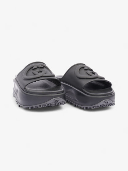 Gucci GG Platform Slides Black Rubber EU 35 UK 2