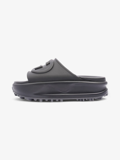 Gucci GG Platform Slides Black Rubber EU 35 UK 2