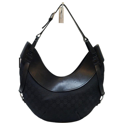 GUCCI GG Canvas Half Moon Black Hobo Bag