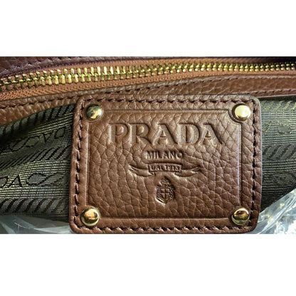 PRADA Cervo Antik Leather Tote Bag Brown