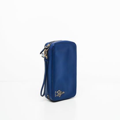 Prada Saffiano in Blue Clutch