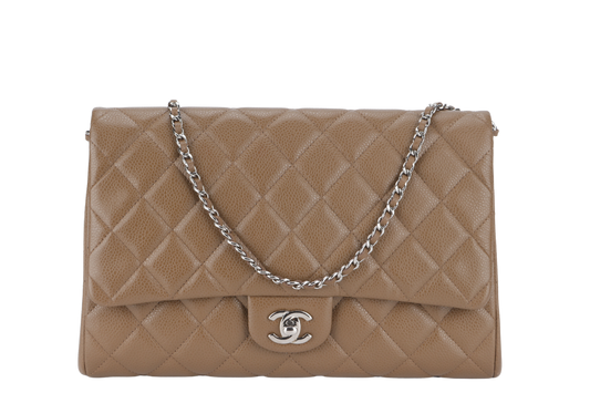 CHANEL CLASSIC CLUTCH (1846xxxx) WITH CHAIN BROWN CAVIAR SILVER HARDWARE NO  AND NO DUST COVER