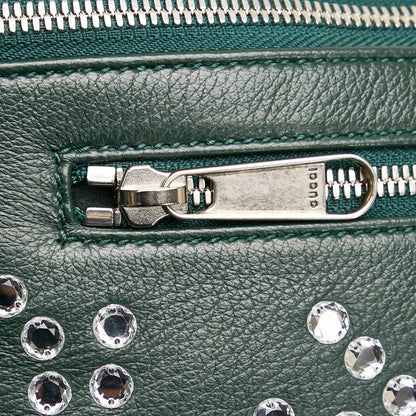 Gucci Web Belt Bag Green Crystal Embellished Leather