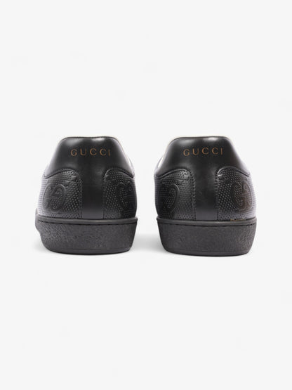 Gucci New Ace Embossed Sneakers Black Embossed Leather EU 42.5 UK 8.5