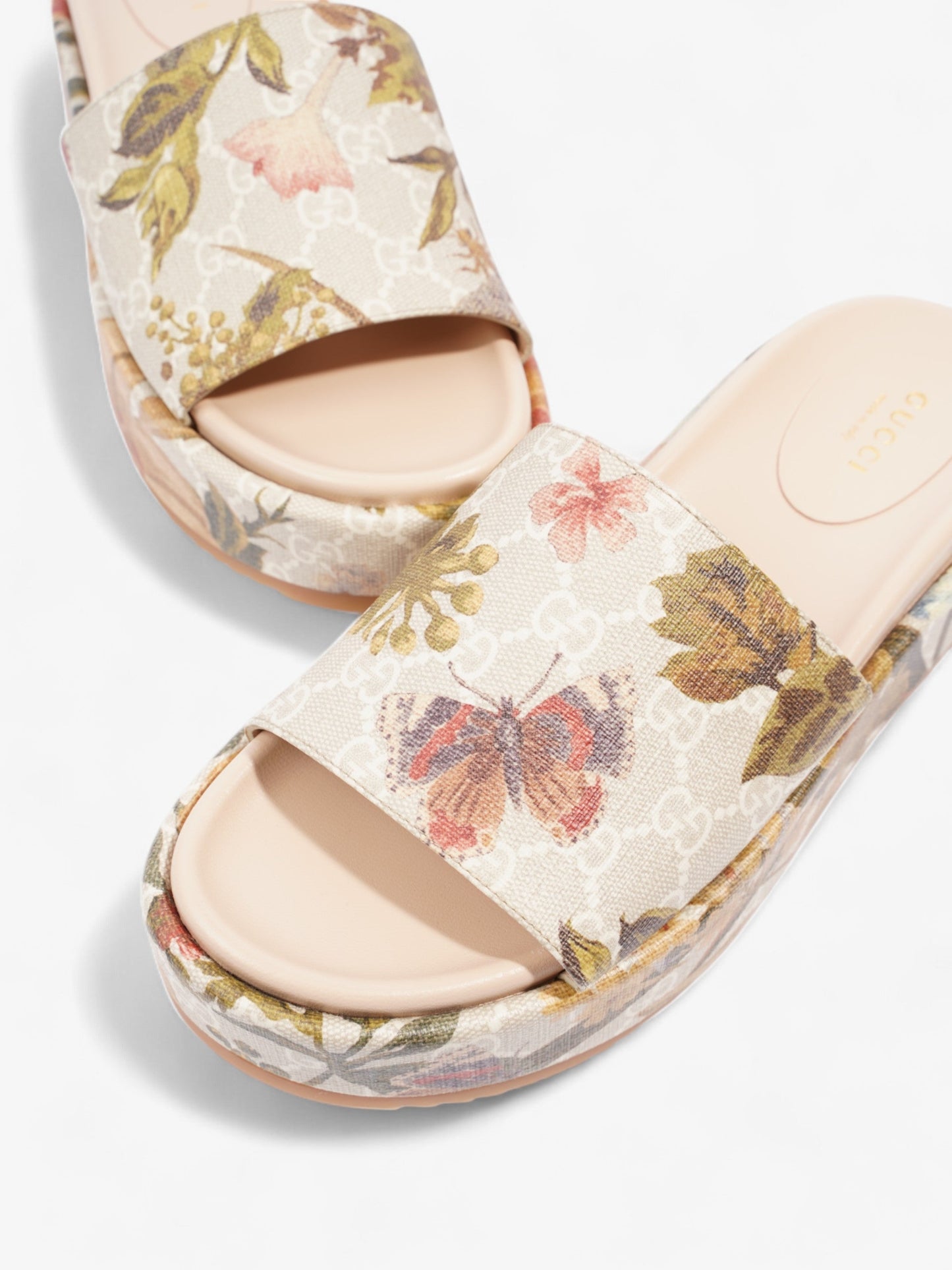 Gucci GG Flora Platform Slides GG Supreme / Multicoloured Canvas EU 38 UK 5