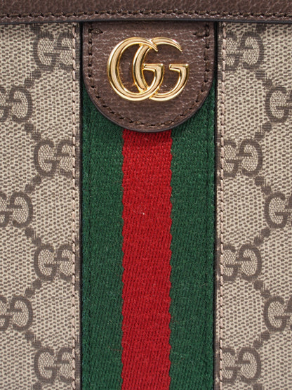 Gucci Ophidia Top Handle GG Supreme / Green / Red Canvas Mini