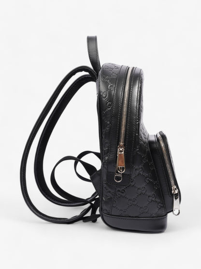 Gucci Signature Backpack Black Embossed Leather Small