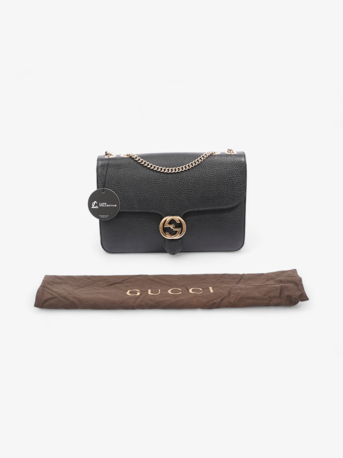 Gucci Interlocking GG Crossbody Bag Black Leather