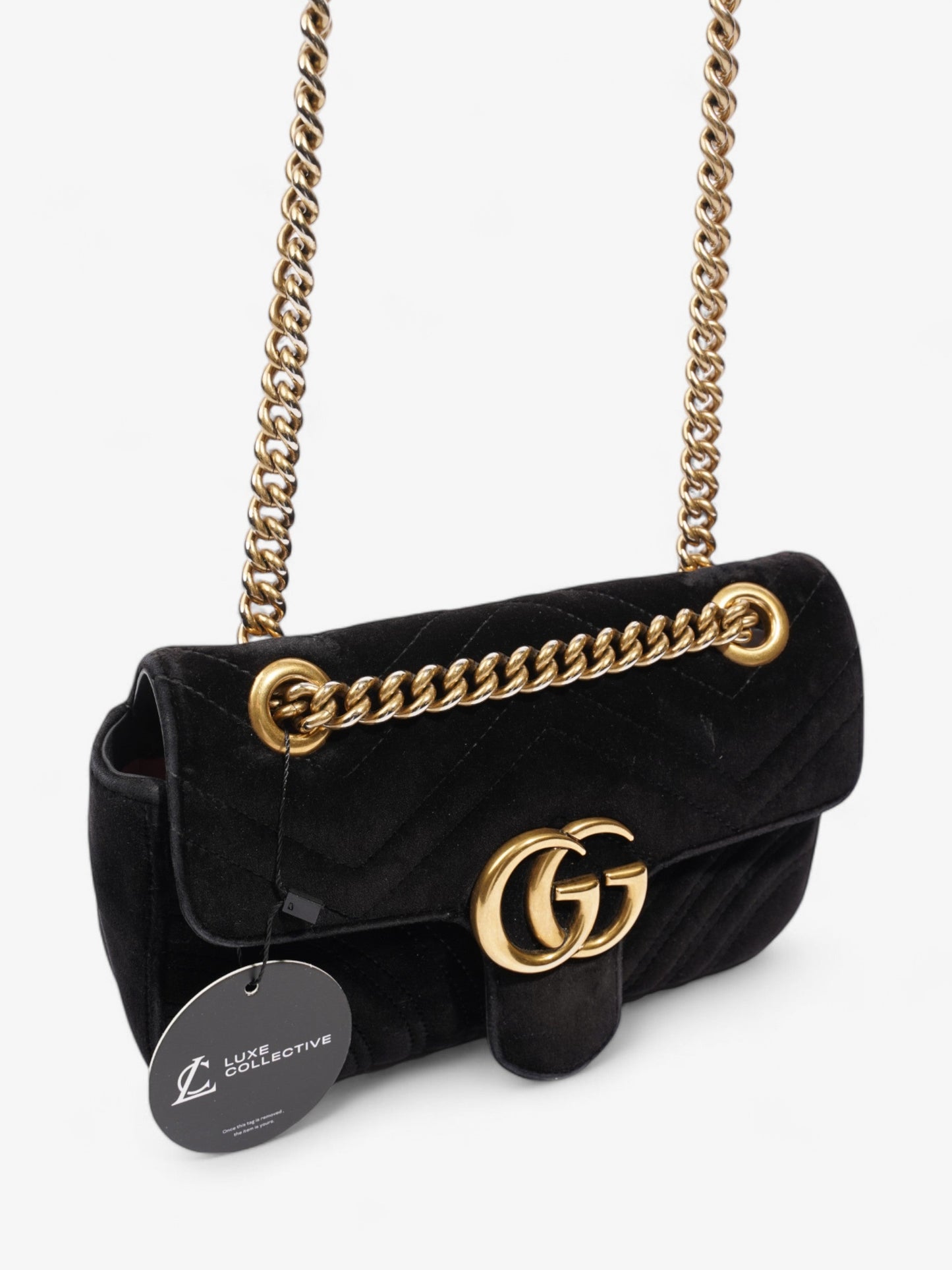 Gucci Marmont Flap Black Velvet Mini