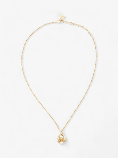 Christian Dior CD Pendant Logo Necklace Gold Base Metal