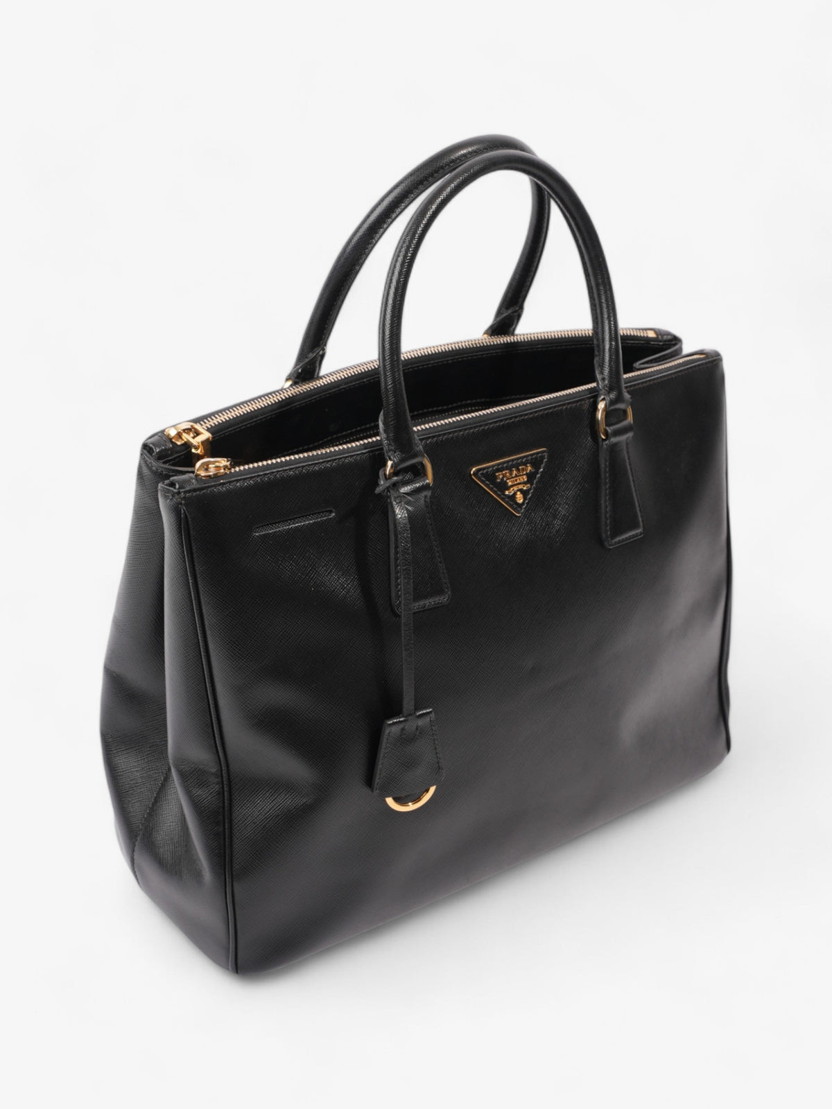 Prada Galleria Double Zip Tote Black Saffiano Leather Large