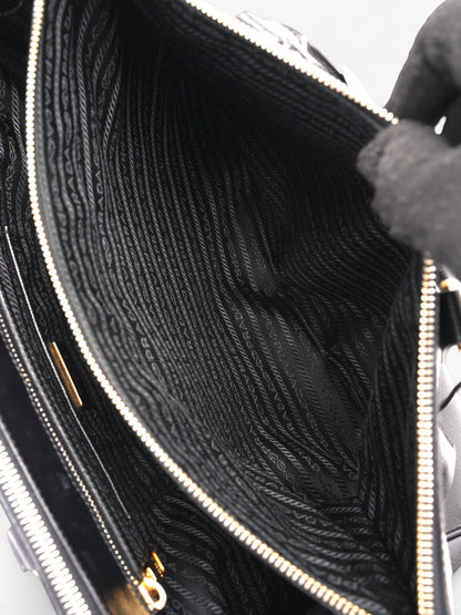 Prada Galleria Double Zip Tote Black Saffiano Leather Large