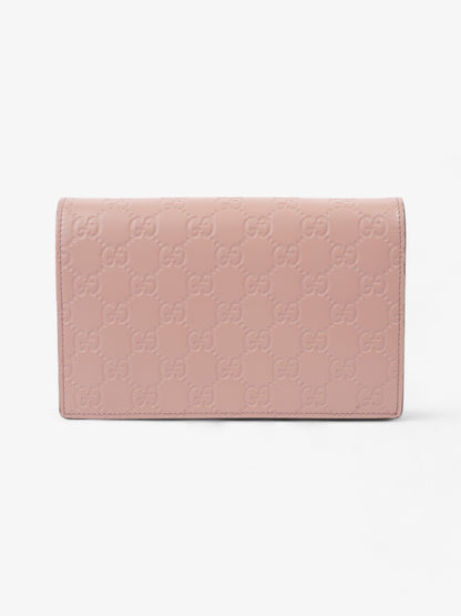 Gucci Bow Continental Chain Wallet Pink Guccissima Leather