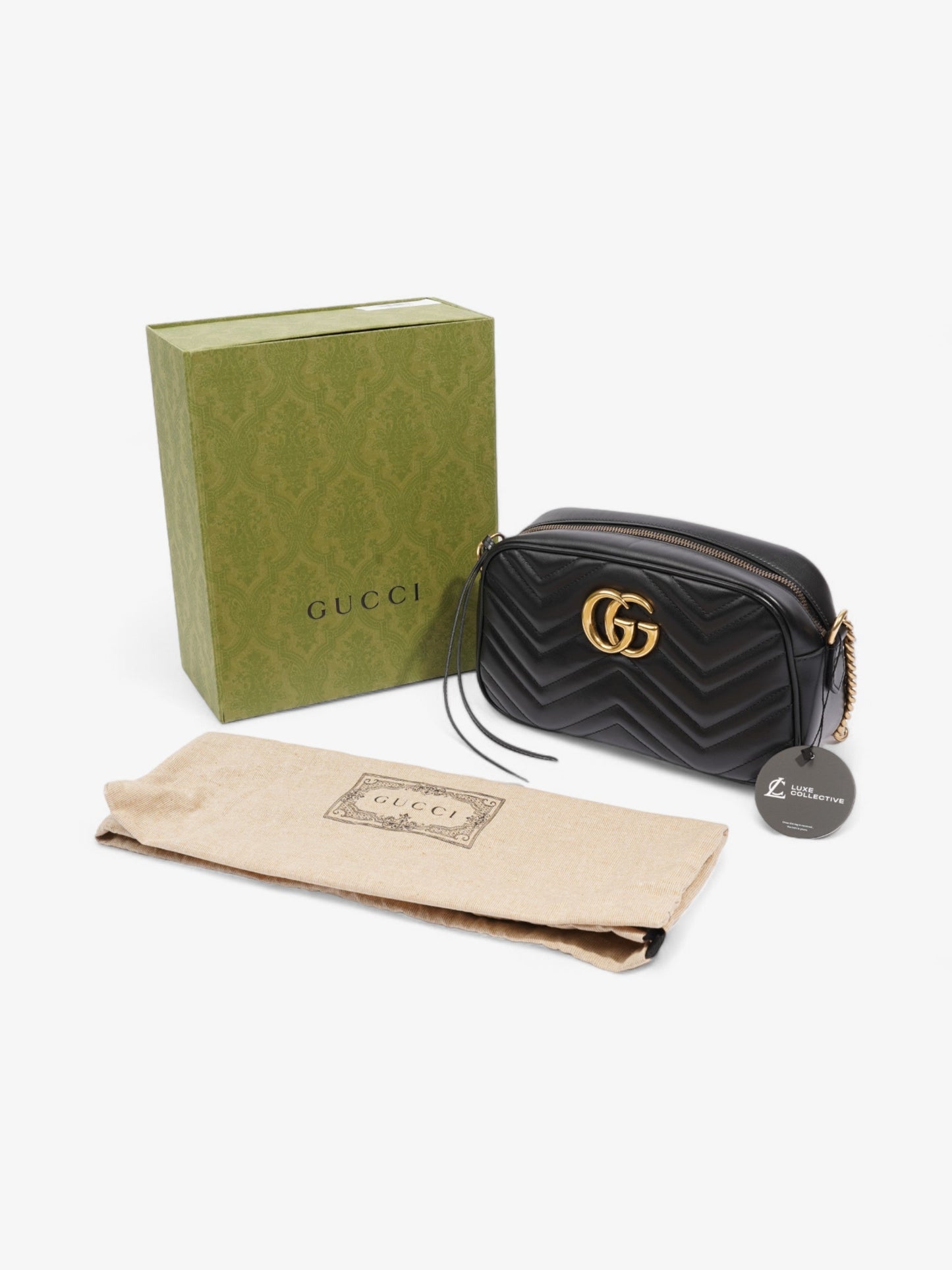 Gucci GG Marmont Black Matelasse Leather Small