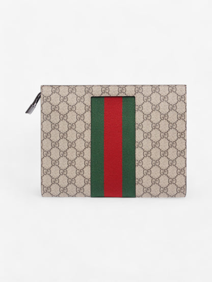 Gucci Web Clutch GG Supreme / Green / Red Canvas