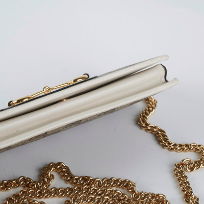 Gucci Horsebit GG Supreme Wallet On Chain White