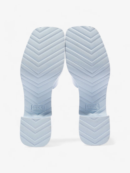 Gucci Logo Platform Slide Sandal 50mm Light Blue Rubber EU 37 UK 4