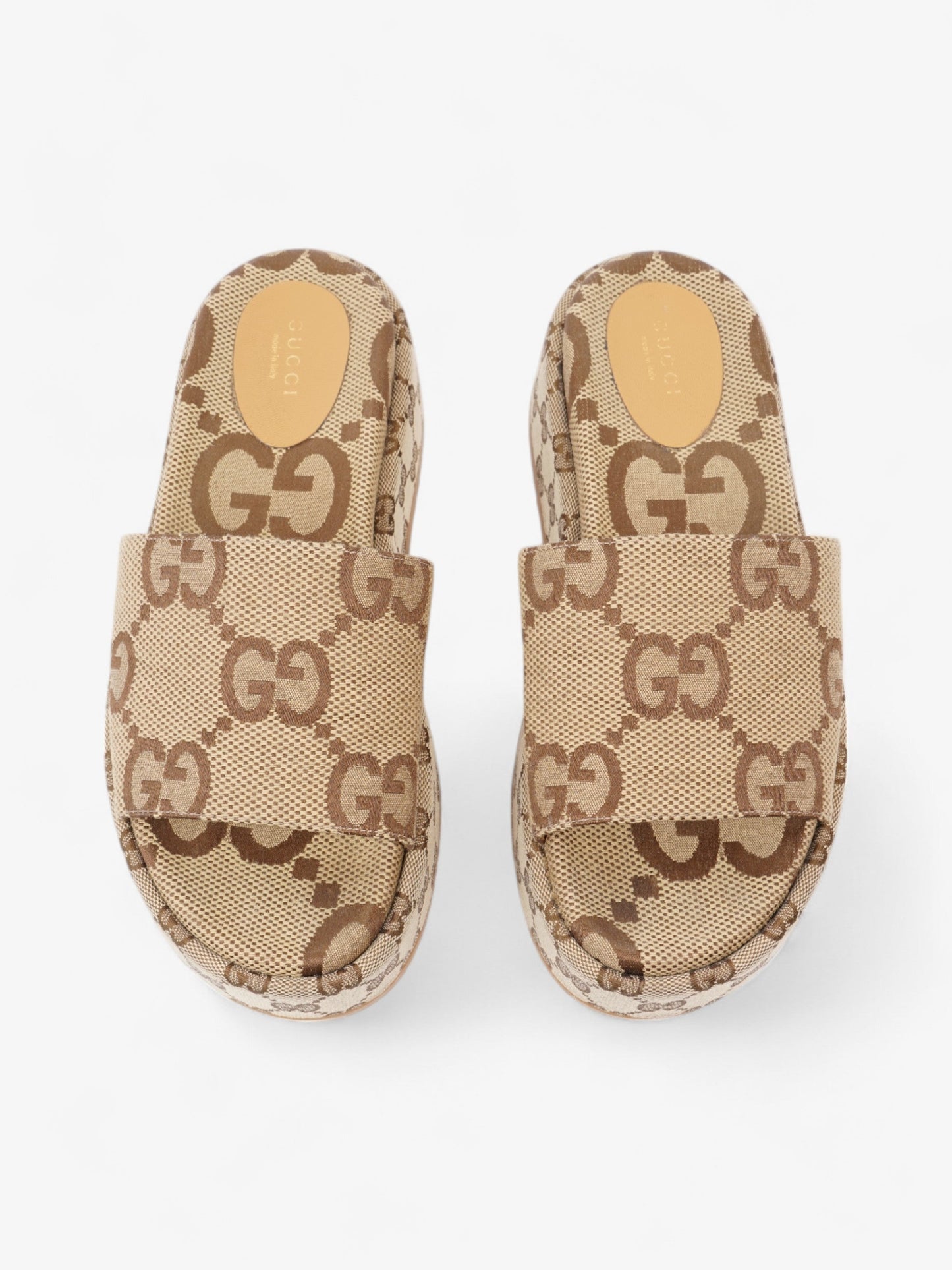 Gucci GG Platform Sandals Beige  / Brown Canvas EU 39 UK 6