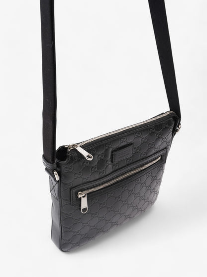 Gucci Signature Messenger Bag Black Leather