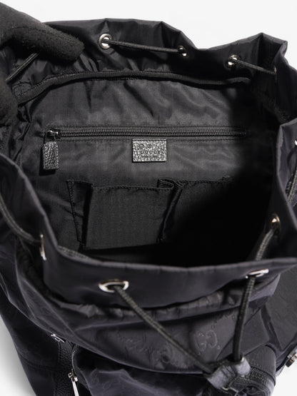 Gucci Travel Drawstring Rucksack Black GG Supreme Nylon